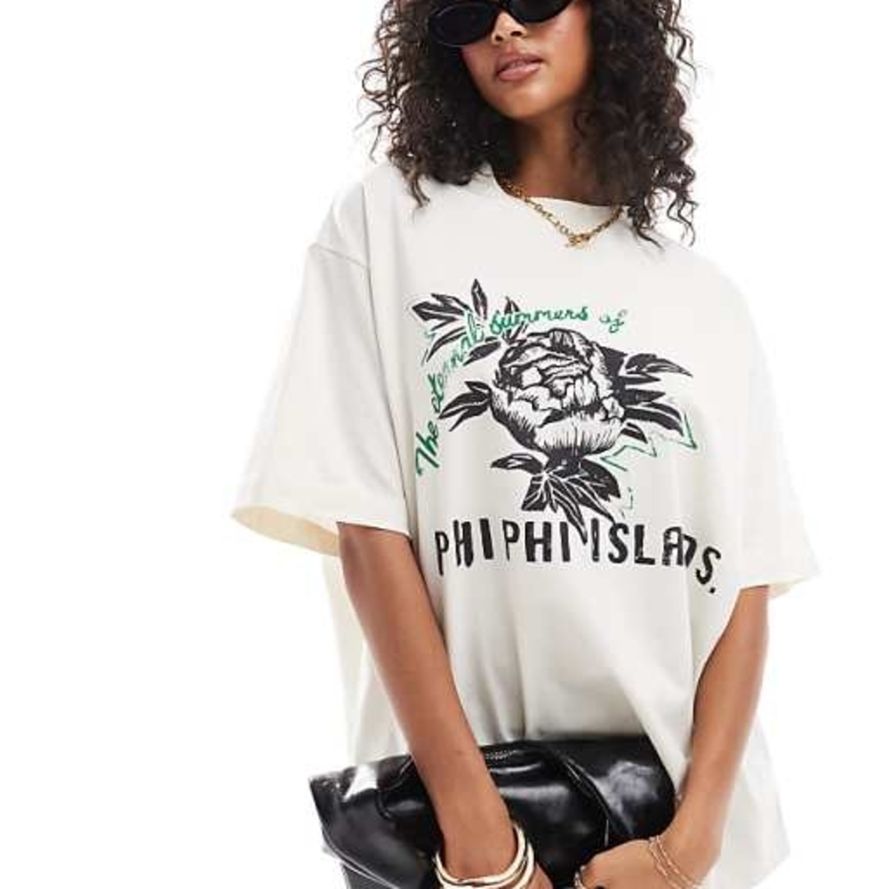 Graphic Tee with Floral Design